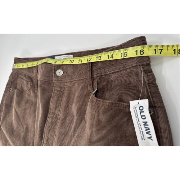 Old Navy Corduroy Pants Womens 14 Brown Flare Higher High Rise Disco Stretch NEW - Picture 5 of 11